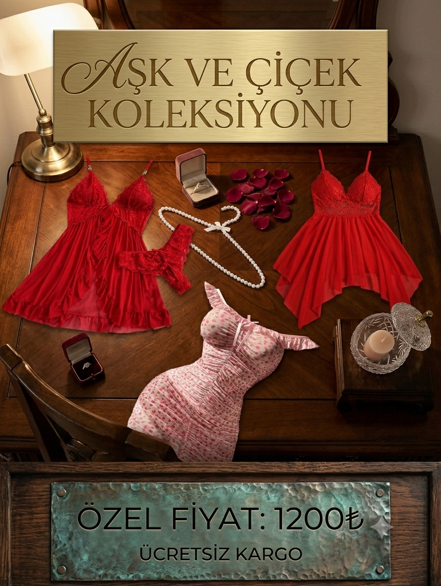 Red Passion & Floral Elegance Set (+ Tanga Hediyeli)